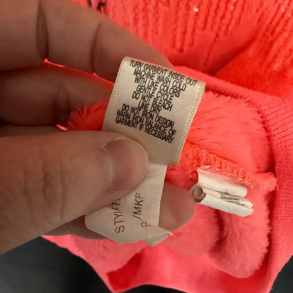 Self Esteem Girls Fleece Vest Hooded Sequin Full Zip Closure Neon Pink Large